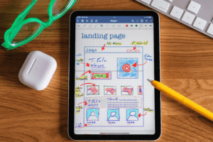 tablet que muestra como diseñar una landing page